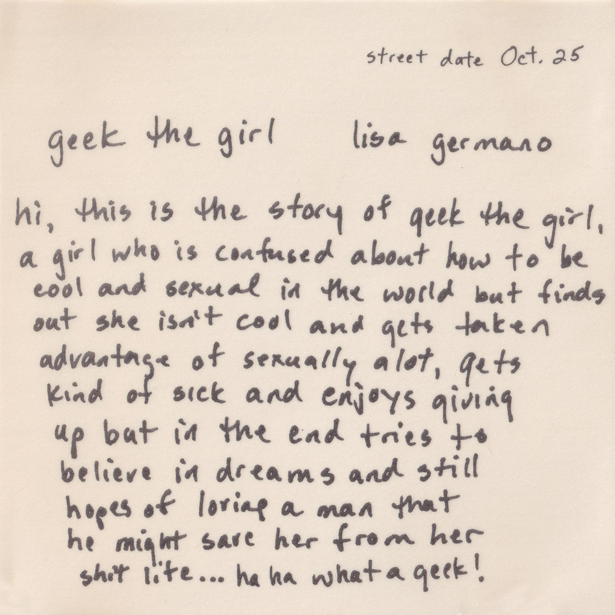 Lisa germano geek the girl 4AD 1995 国内盤 Geek the Girl | LisaGermano.net